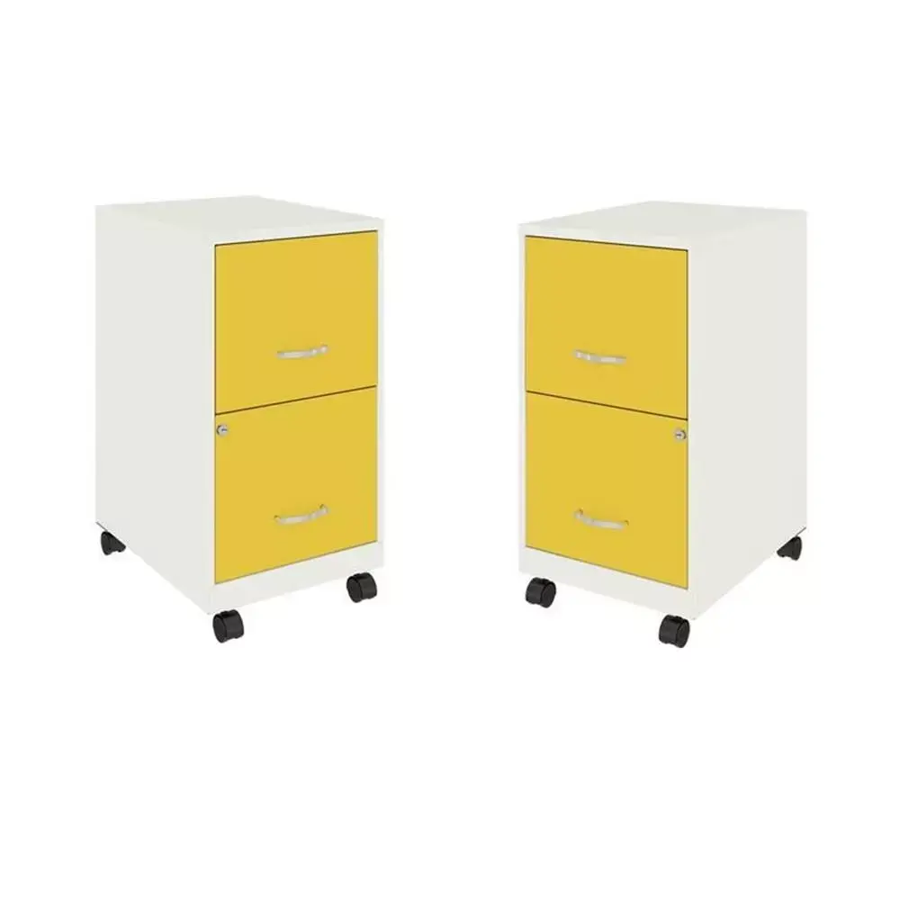 Home Square Set 2 2-Drawer Mobile Vertical File Cabinet White and Goldfinch