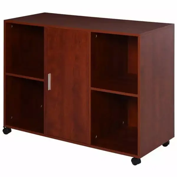 Brown File Cabinet Rolling Wheels Office Organization and Mobility inQ Boutique