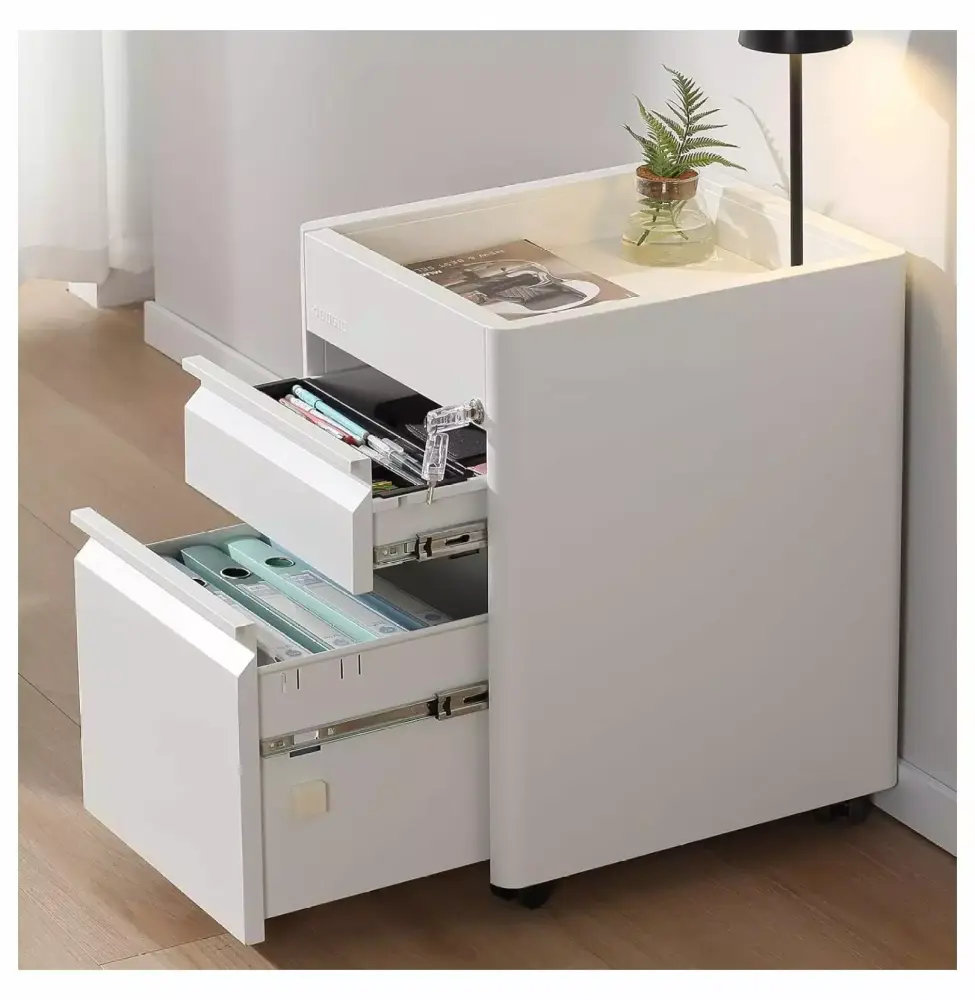 2 Drawer Mobile File Cabinet Top Storage Shelf Rolling Metal Filing Cabinet Anti-tilt Design Lock Jadona