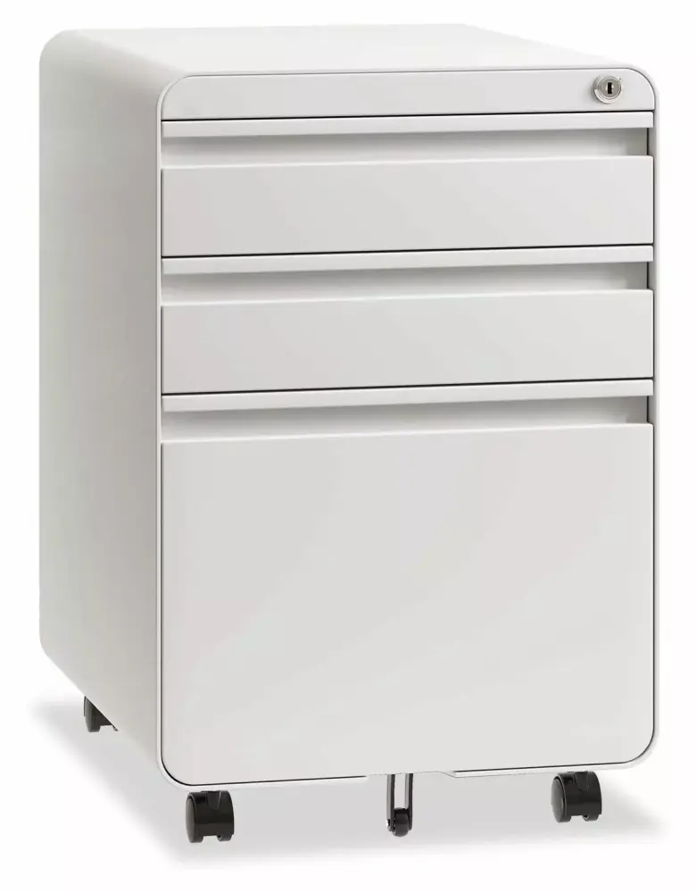 Jadona 3 Drawer File Cabinet Metal Lockable Rolling Mobile File Cabinet Home Office White