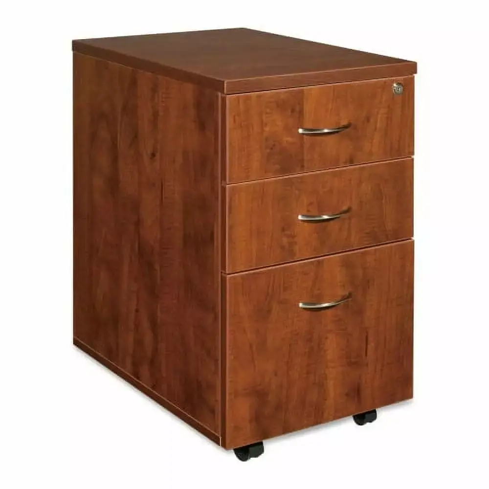 Lorell Essentials Mobile Pedestal 3-Drawer 15.8 x 22 x 28.4 Cherry Laminate