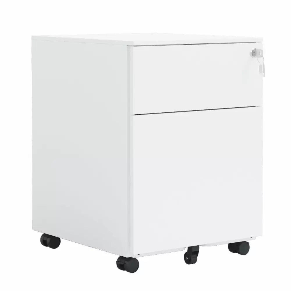 White 2 Drawer Mobile File Cabinet Lock and Wheels Fully Assembled Mrisata