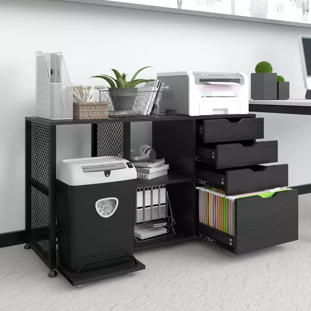 Natwind Mobile File Cabinet 4 Drawers and Printer Stand Home Office Black