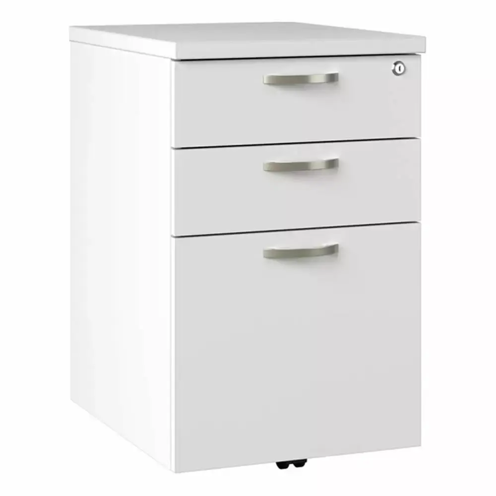 Pemberly Row 3-Drawer Engineered Wood Mobile File Cabinet Pure White