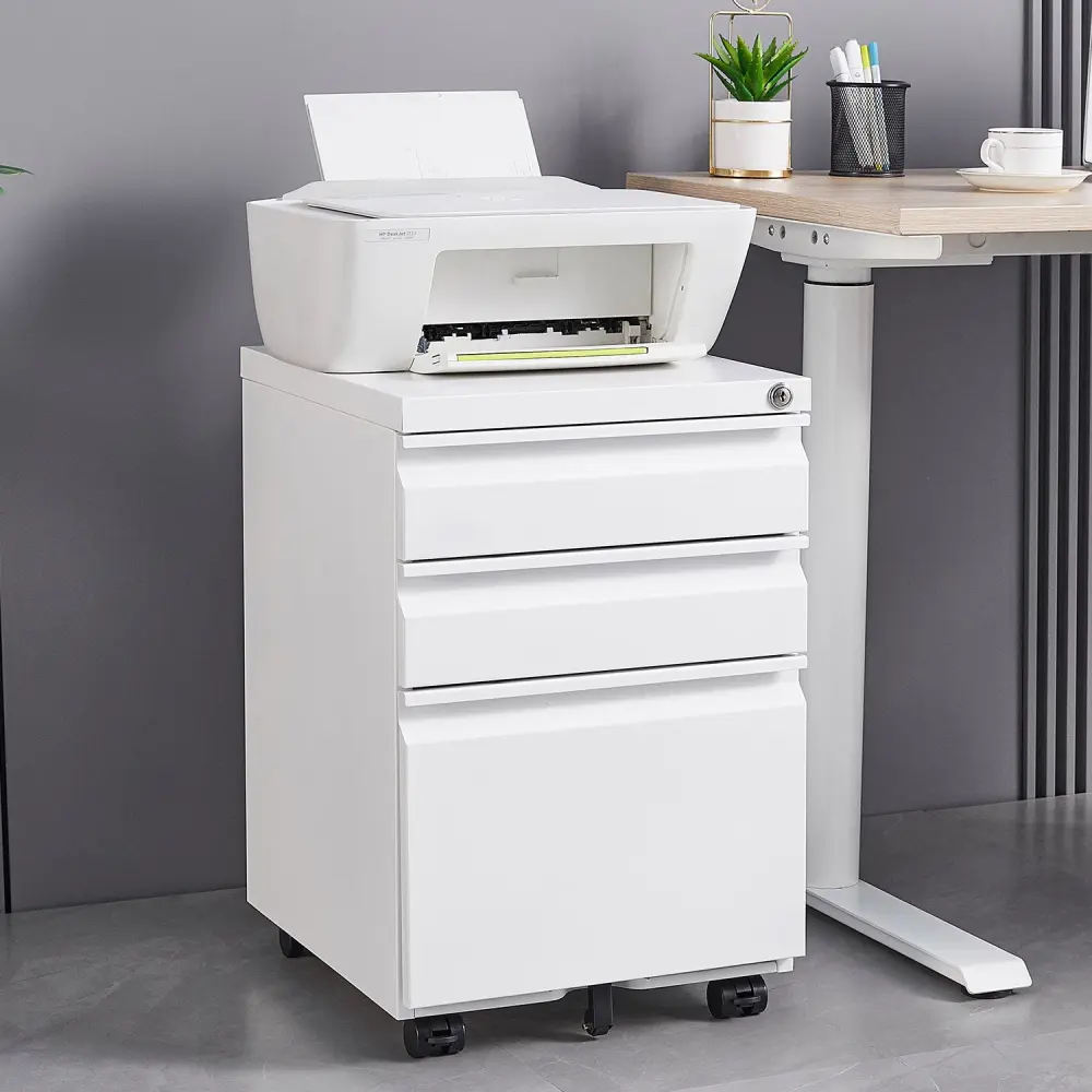 3 Drawer Mobile File Cabinet Lock Stationery Storage Filing Cabinet Office rnb
