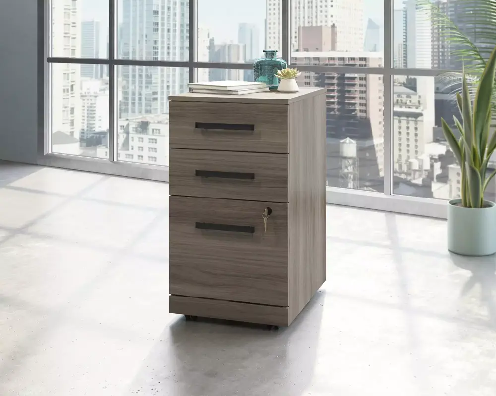 Sauder Affirm 3 Drawer Mobile Filing Cabinet Hudson Elm Brown Office Furniture