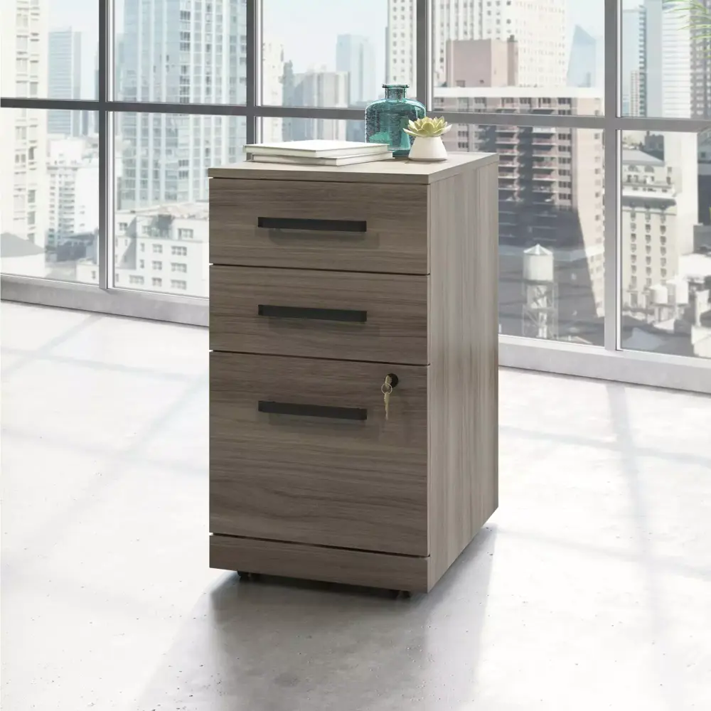 Sauder Affirm 3 Drawer Mobile Filing Cabinet Hudson Elm Brown Office Furniture