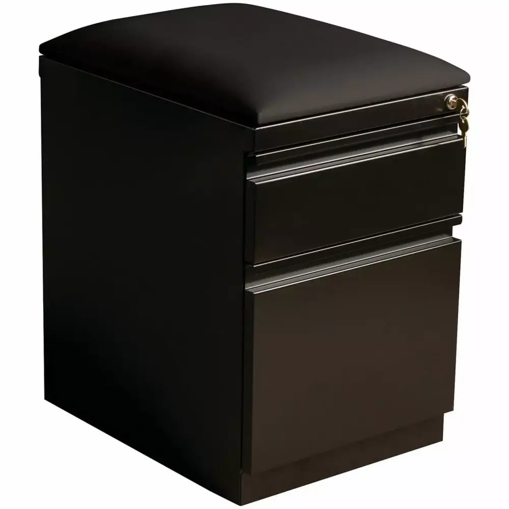 Scranton & Co 2-Drawer Metal Mobile Pedestal File Cabinet Cushion Black