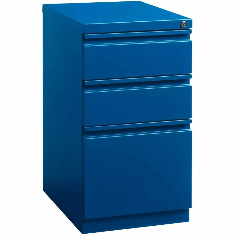 Scranton & Co 20 3-Drawer Modern Metal Mobile Pedestal File Cabinet Blue - Office Storage Wheels