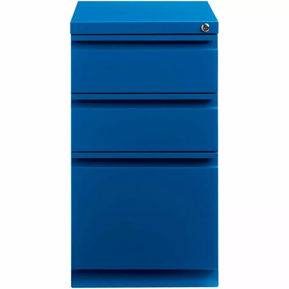 Scranton & Co 20 3-Drawer Modern Metal Mobile Pedestal File Cabinet Blue - Office Storage Wheels