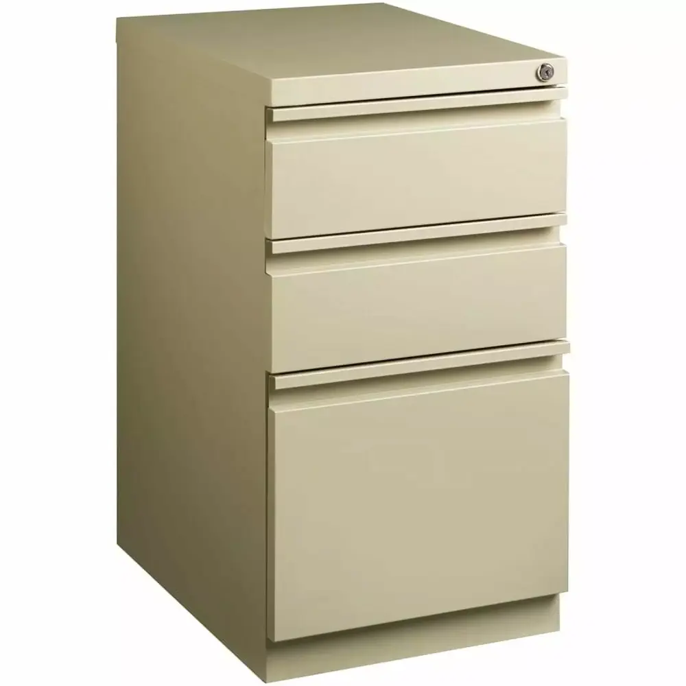 Scranton & Co 20 3-Drawer Modern Metal Mobile Pedestal File Cabinet Beige