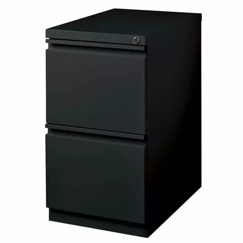 Scranton & Co Black Modern Metal Mobile Pedestal File Cabinet 2-Drawer