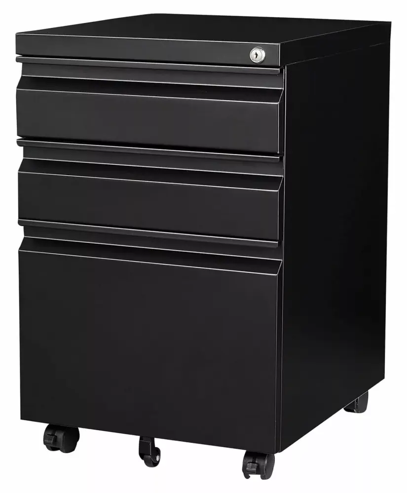 3 Drawer Mobile File Cabinet Under Desk Storage Drawers File Cabinets Home Office Metal Filing Cabinet Lock Black Sichen