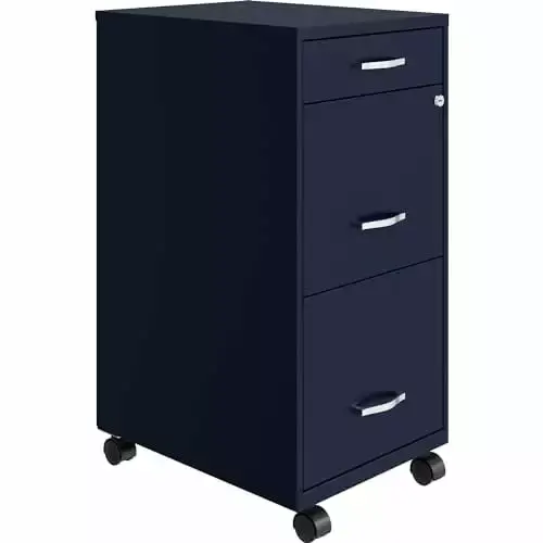 LYS SOHO 3-Drawer Mobile Navy File Cabinet Office Storage TeviRoom