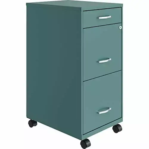 LYS SOHO Teal Mobile File Cabinet 3 Drawer Box Storage Home Office TeviRoom