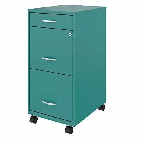 UrbanPro 18 Deep 3 Drawer Mobile Metal File Cabinet Teal/Turquoise TeviRoom