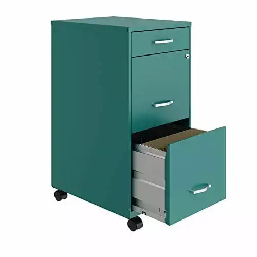 UrbanPro 18 Deep 3 Drawer Mobile Metal File Cabinet Teal/Turquoise TeviRoom