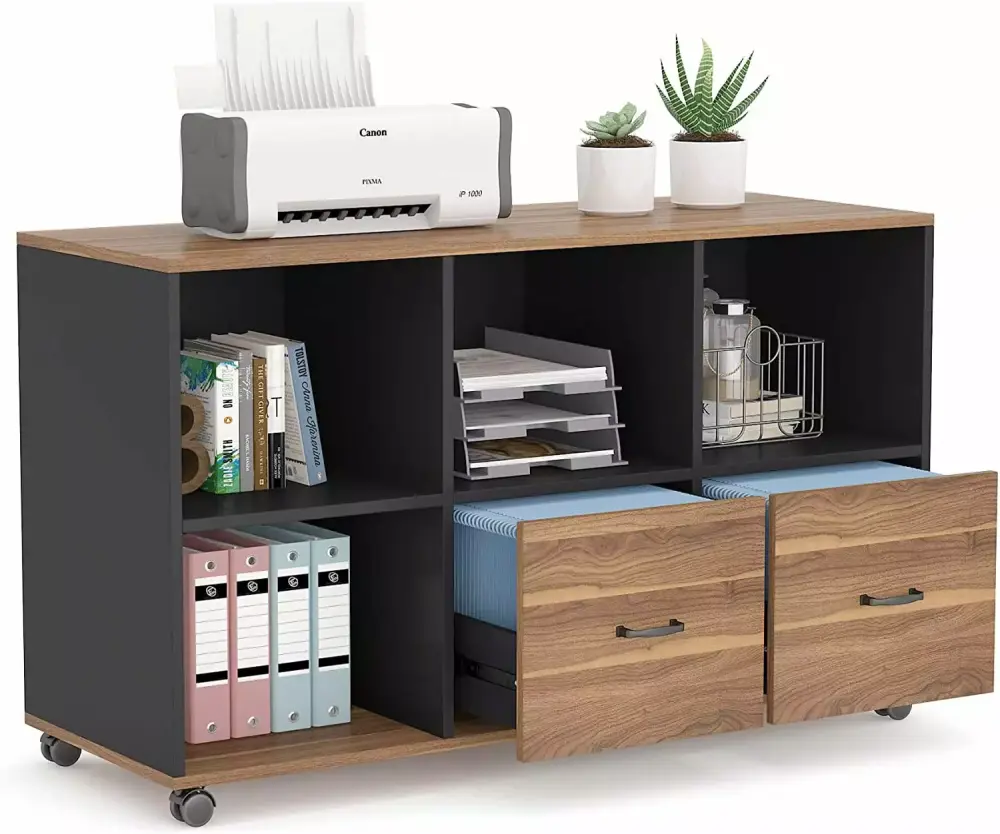 Tribesigns 2 Drawers Lateral File Cabinets Letter Size Mobile Filing Cabinet Wheels Home Office