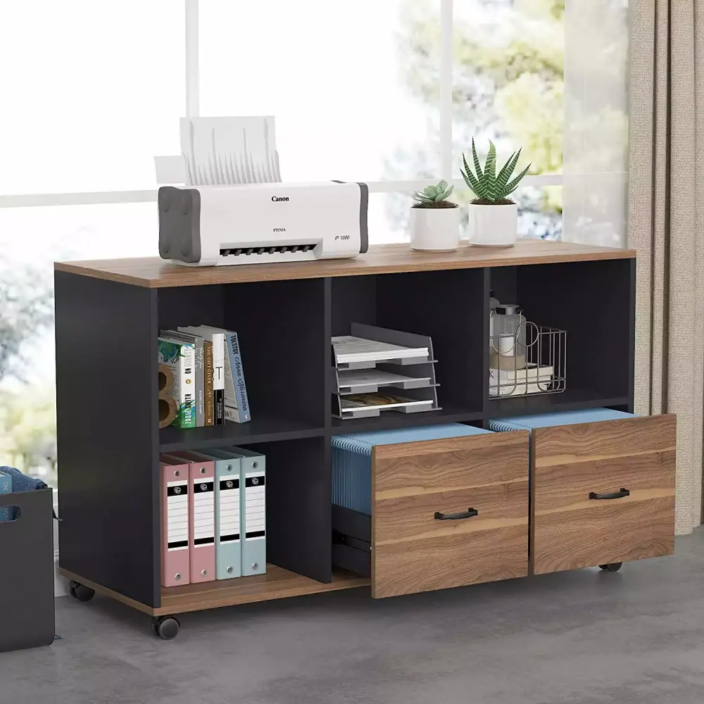 Tribesigns 2 Drawers Lateral File Cabinets Letter Size Mobile Filing Cabinet Wheels Home Office