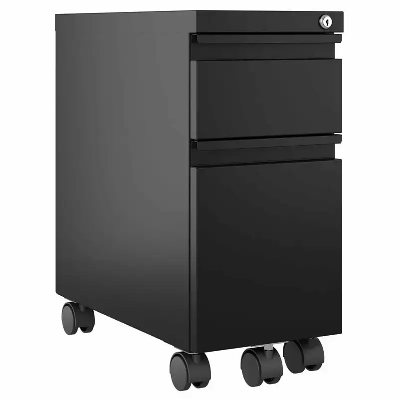 UrbanPro 20 2-Drawer Modern Metal Mobile Zip Pedestal File Cabinet Black