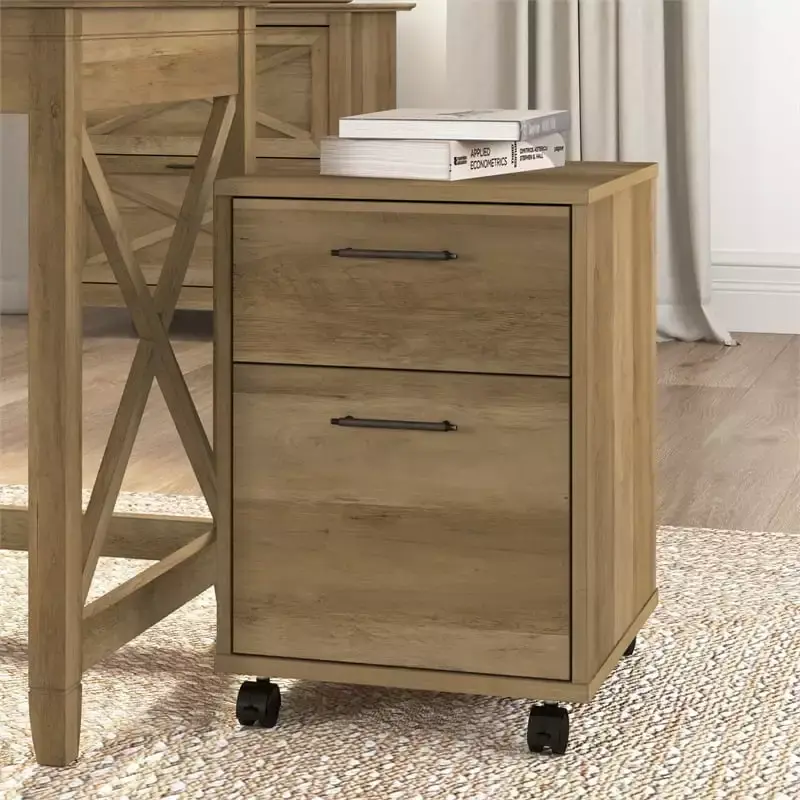 UrbanPro 2 Drawer Farmhouse Wood Mobile File Cabinet Pine