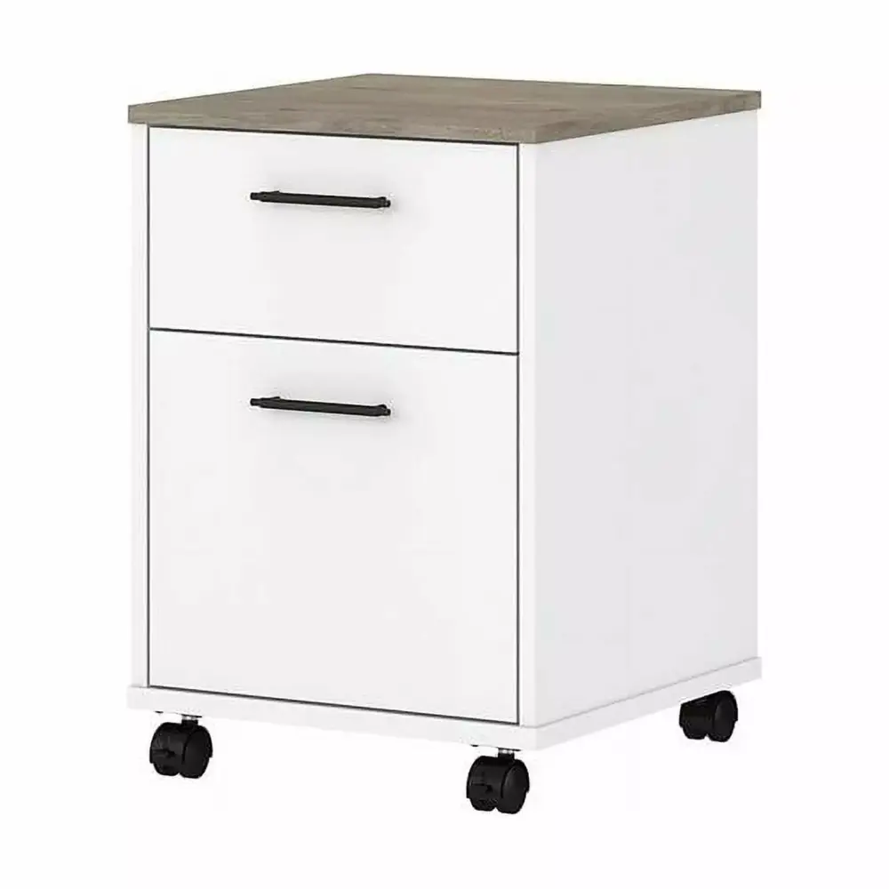 UrbanPro 2 Drawer Mobile File Cabinet White and Gray Engineered Wood