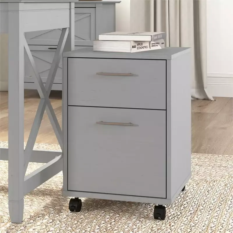 UrbanPro 2 Drawers Farmhouse Wood Mobile File Cabinet Gray