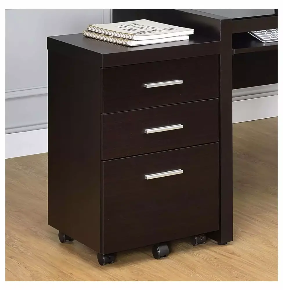 Werqueid Home Furnishings Skylar 3-Drawer Mobile File Cabinet Cappuccino 15.75D x 15.75W x 26.75H