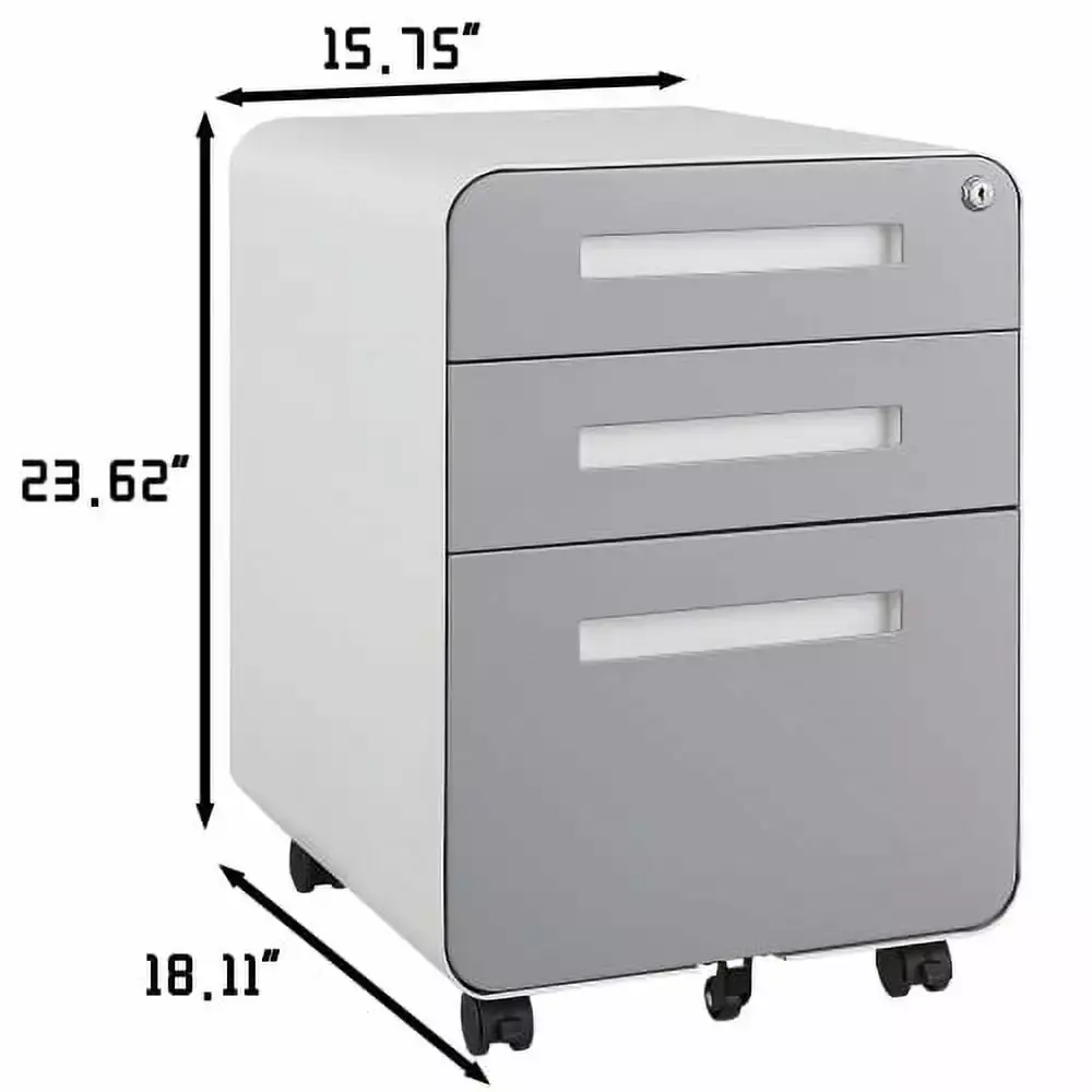 3 Drawer Mobile File Cabinet Under Desk Office Simple Style Versatile Storage Legal Letter A4 Files 5 Wheel Anti-Tilting B...