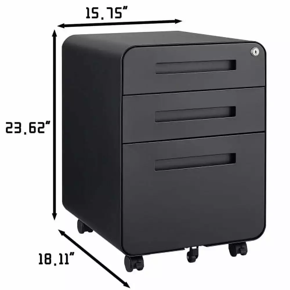 3 Drawer Mobile File Cabinet Under Desk Office Simple Style Versatile Storage Legal Letter A4 Files 5 Wheel Anti-Tilting B...