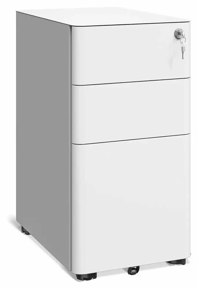ZanQee 3 Drawer Rolling File Cabinet Lock Fully Assembled A4 Legal Letter White