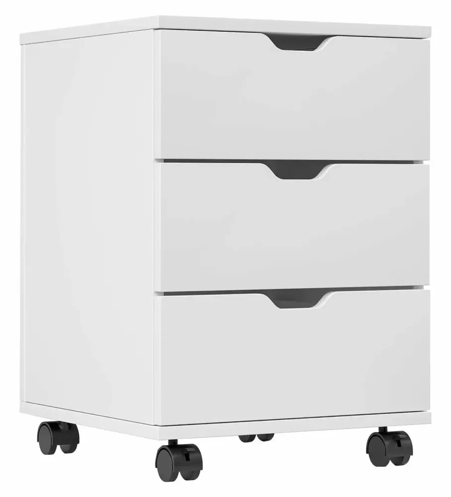 ZHOUB Mobile File Cabinet Home Office 3 Drawer Chest Wood Storage Drawers Unit Under Desk White