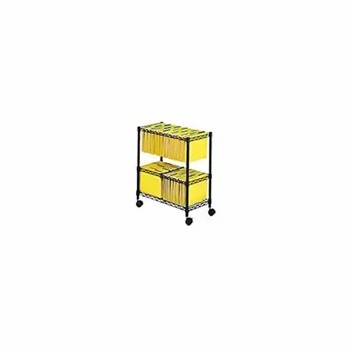 Scranton & Co Two-Tier Mobile Metal File Cart Black Rolling Storage Office Documents TeviRoom