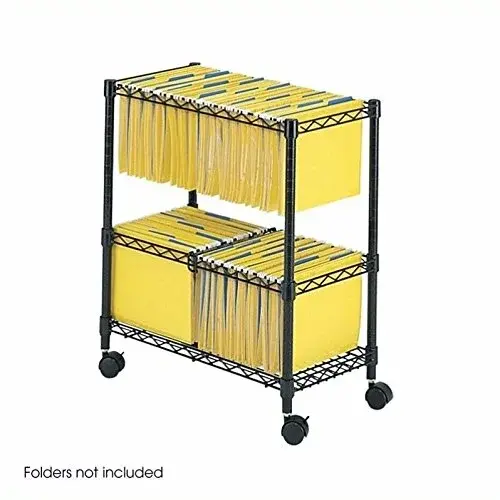 Scranton & Co Two-Tier Mobile Metal File Cart Black Rolling Storage Office Documents TeviRoom