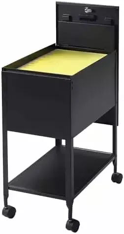 THUMB Black Steel Locking Letter-Size Mobile File Cart Office Documents