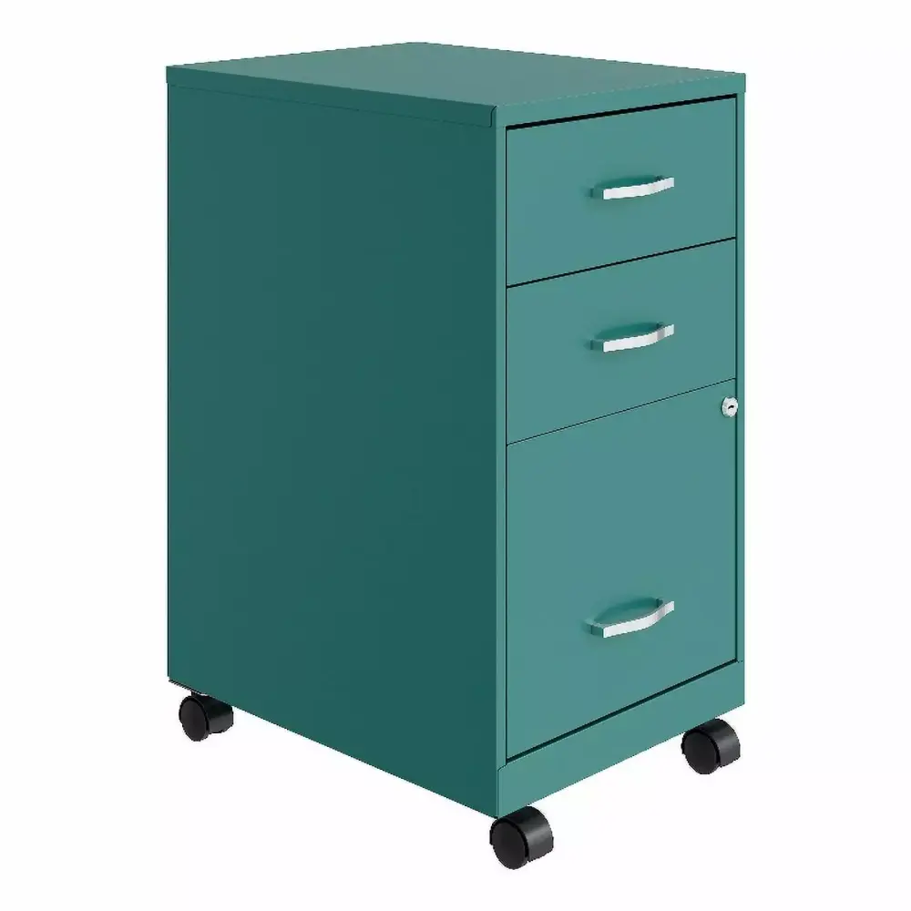 Orison 18D 3 Drawer Mobile Metal File Cabinet Organizer Teal Orison Office