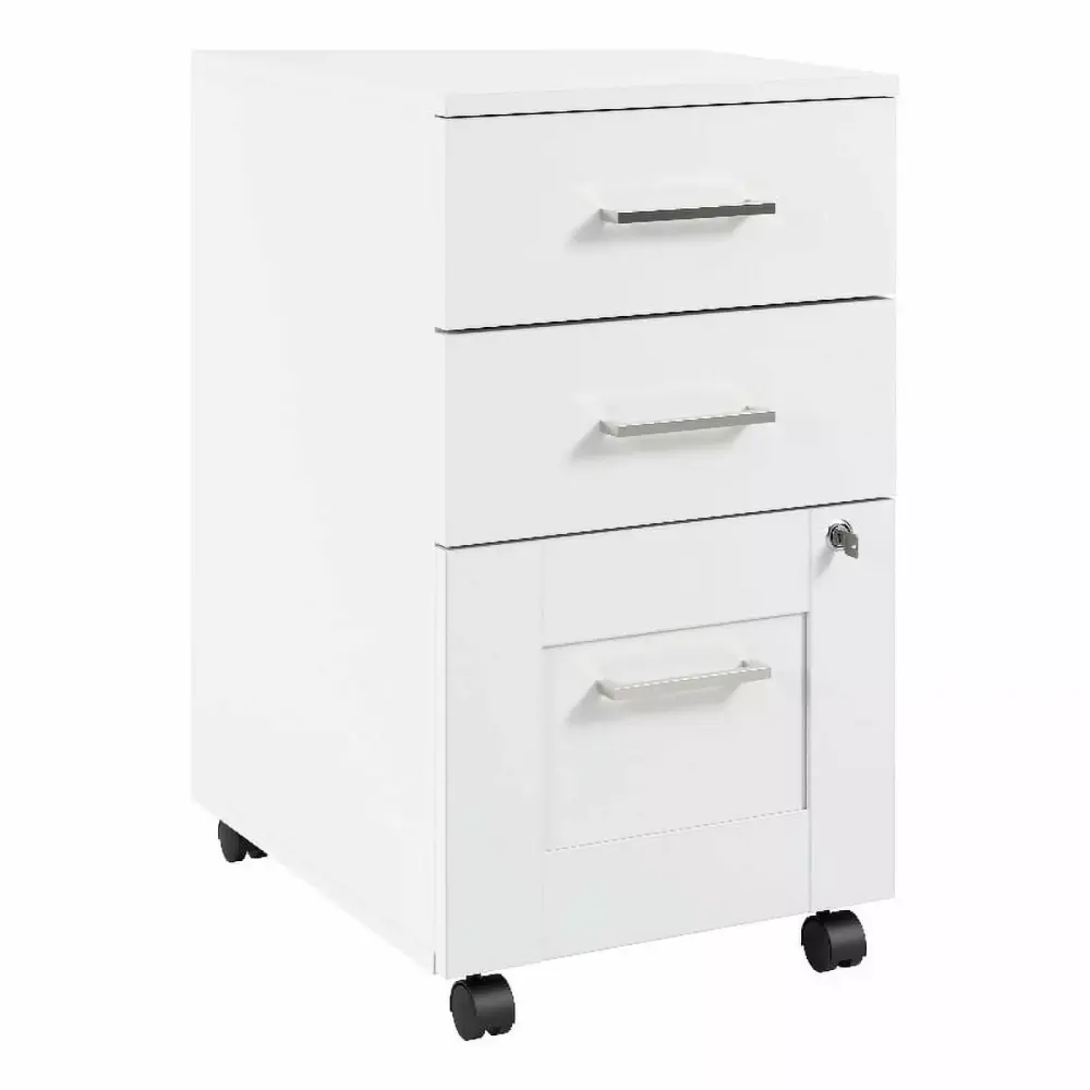 Bowery Hill 3 Drawer Mobile File Cabinet White Engineered Wood