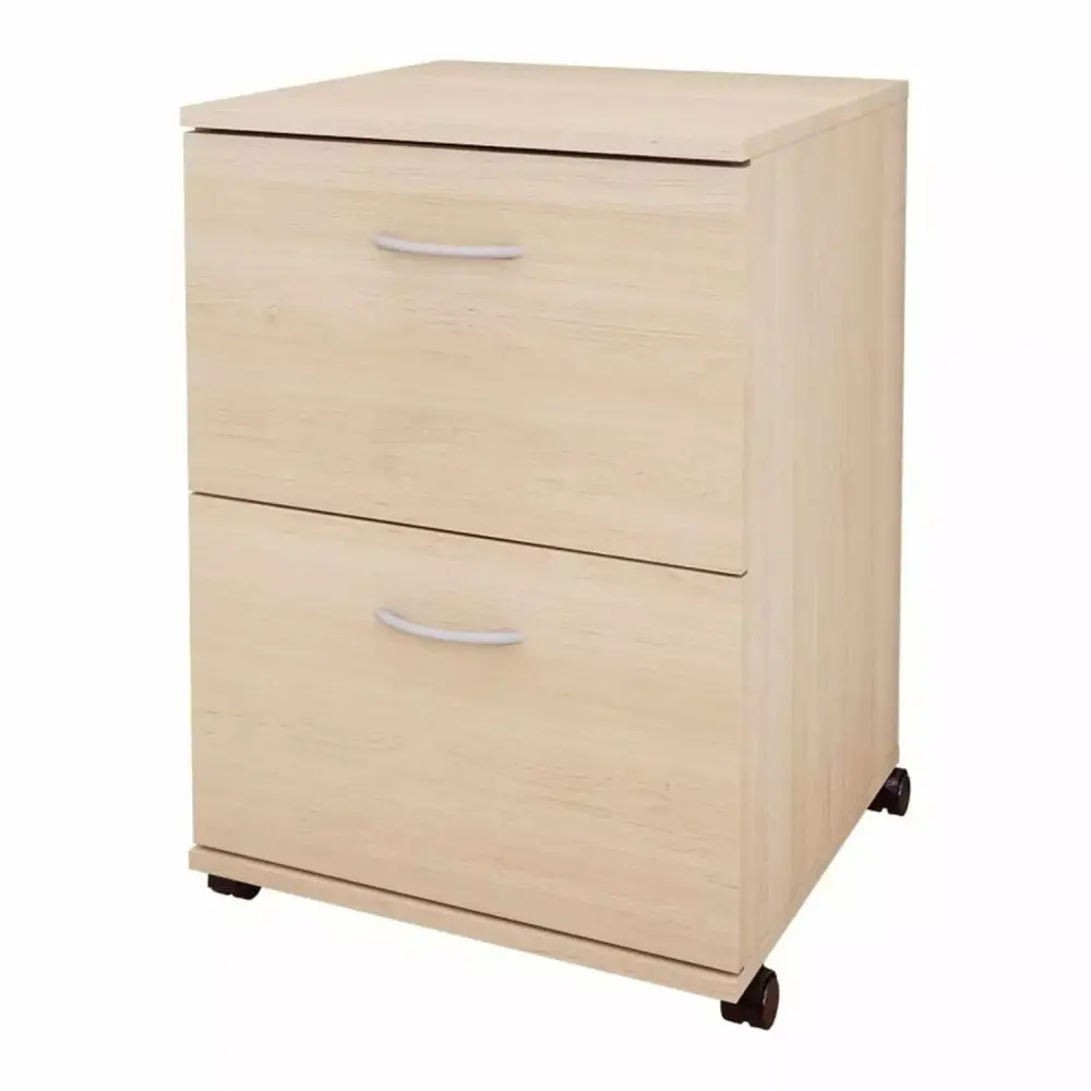 Homestock Rustic Ranch Essentials 2-Drawer Mobile Filing Cabinet Natural Maple