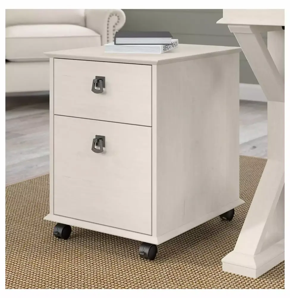 Jiowenm Homestead Farmhouse Mobile File Cabinet Letter A4 Linen White Oak