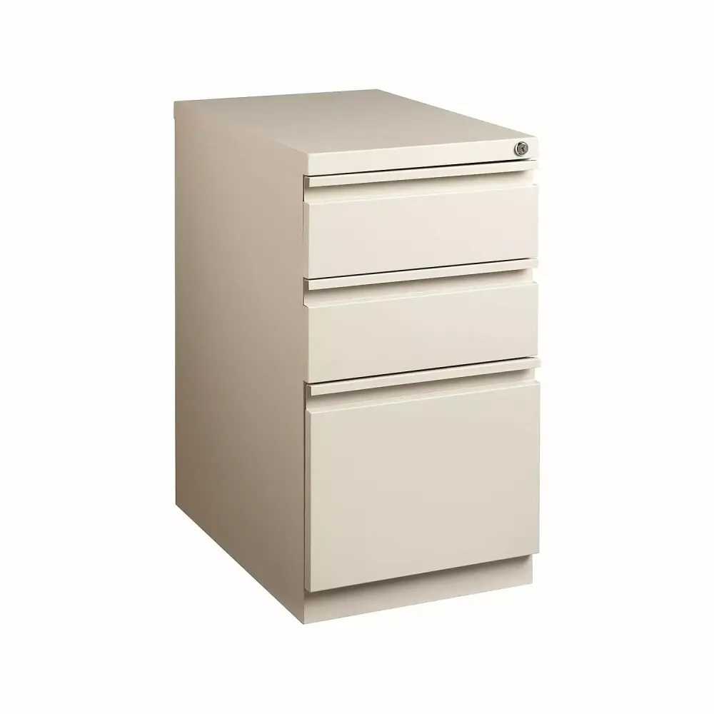 Staples 3-Drawer Mobile Pedestal File Cabinet Putty 20-Inch Office Organization