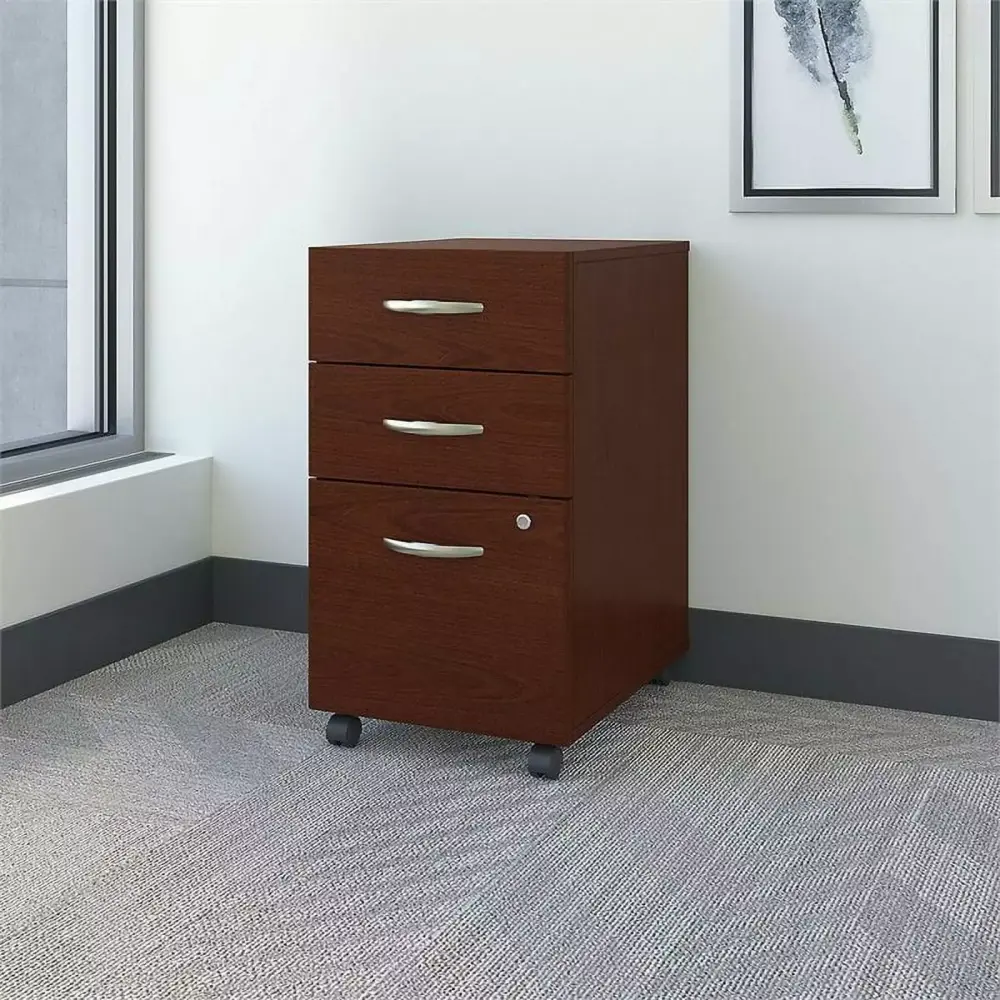 Scranton & Co 3-Drawer Mobile Pedestal File Cabinet Mahogany
