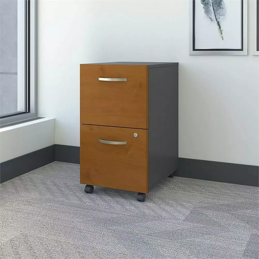 Scranton & Co Mobile Pedestal Fully Assembled Natural Cherry Office Organization