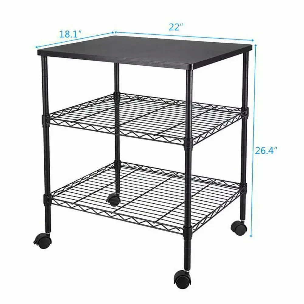 3-Shelf Printer Cart Mobile Office Storage Solution Printers YTTX