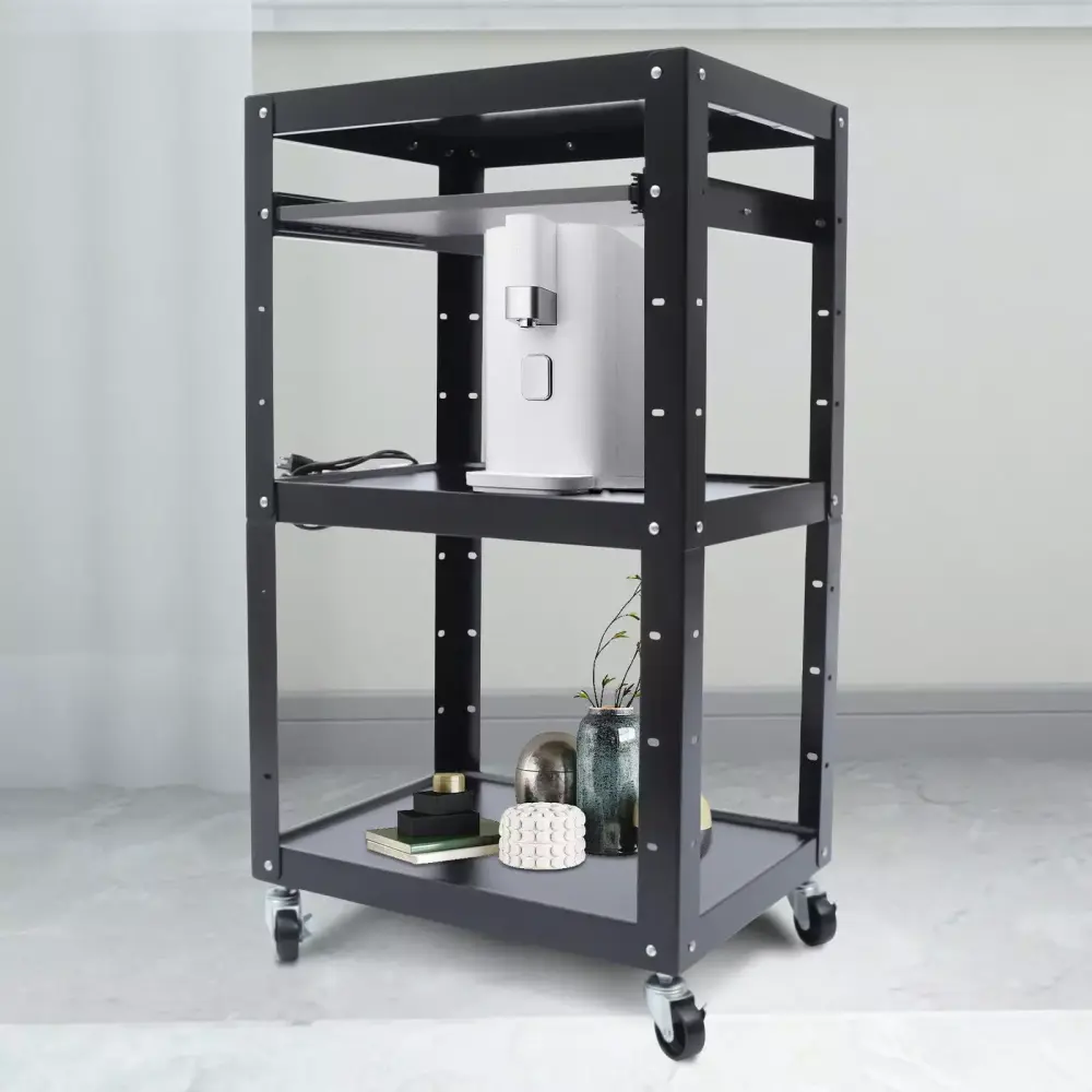 DENEST Adjustable Height Rolling AV Cart Standing Desk Home Office