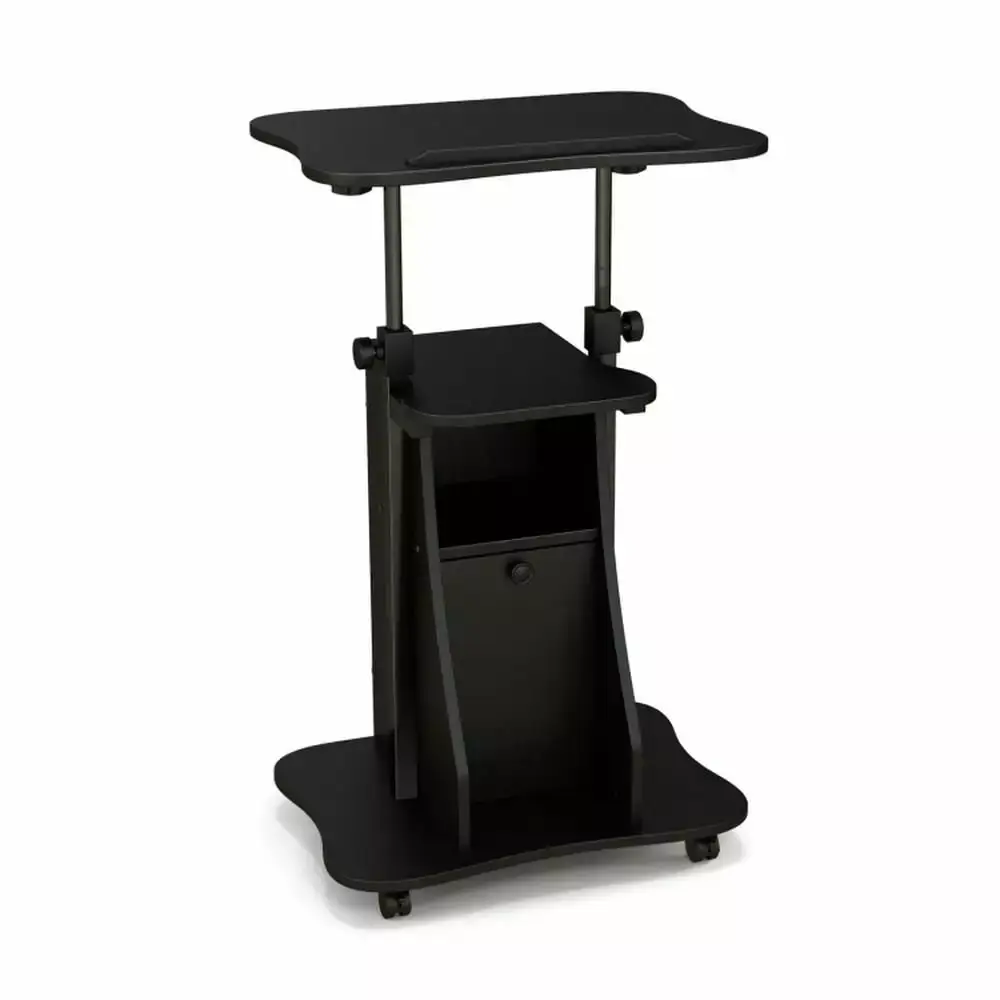 Spaco Adjustable Mobile Standing Desk Cart Tilt Desktop and Cabinet Black Home and Office