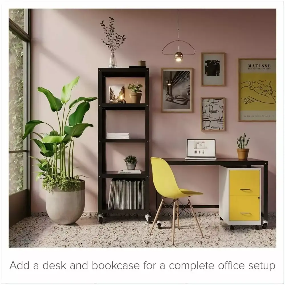 Pemberly Row 18 2-Drawer Metal Mobile Vertical File Cabinet White Goldfinch