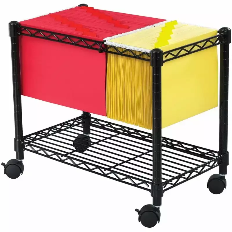 Scranton & Co Wire Mobile File Cart Black Office Rolling Storage