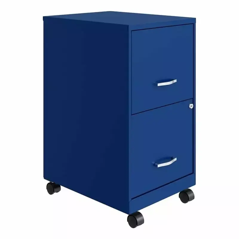 UrbanPro 18 2-Drawer Metal Mobile Smart Vertical File Cabinet Blue Modern Office