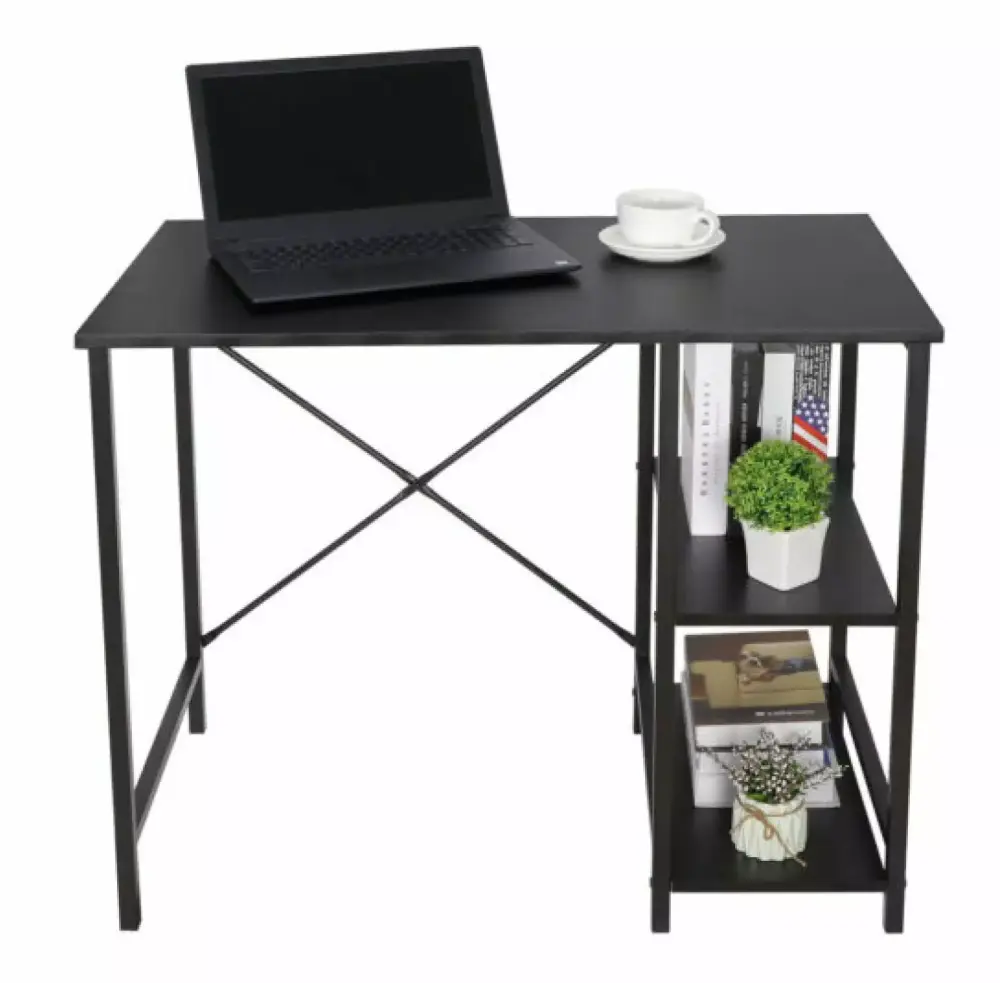 Rongfun 36 Modern Computer Desk Shelves Large Storage Space Home Office Black