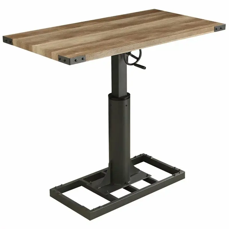 Bowery Hill Modern Metal Adjustable Standing Desk USB Sand Black